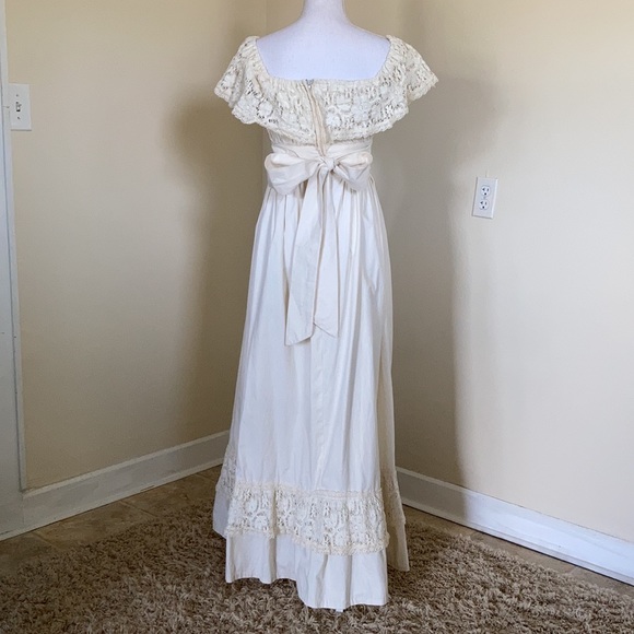 Vintage 1970s Gunne Sax By Jessica San Fransisco Cotton Muslin Wedding Dress - Picture 7 of 16